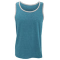 Caribbean Blue- Heather Grey - Front - Anvil Mens Fashion Basic Tank Top - Sleeveless Vest