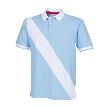 Sky Blue- White - Front - Front Row Mens Diagonal Stripe House Slim Fit Polo Shirt