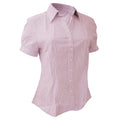 Pink-Grey Stripe - Front - Brook Taverner Ladies-Womens Pescara Short Sleeve Blouse