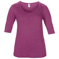 Heather Raspberry - Front - Anvil Womens-Ladies Tri-Blend Deep Scoop Neck 1-2 Long Sleeve Top