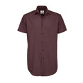 Luxurious Red - Front - B&C Mens Black Tie Short Sleeve Formal Work Shirt