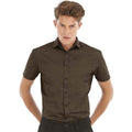 Luxurious Red - Back - B&C Mens Black Tie Short Sleeve Formal Work Shirt