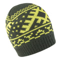 Dark Olive - Lime - Front - Result Unisex Winter Essentials Nordic Knitted Hat