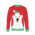 Red - White -Green - Front - Christmas Shop Adults Unisex Polar Bear 3D Nose Christmas Jumper-Sweatshirt
