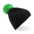 Black- Kelly Green - Front - Beechfield Unisex Slopeside Winter Beanie Bobble Hat