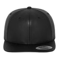 Black- Black - Back - Yupoong Flexfit Unisex Faux Leather Snapback Cap