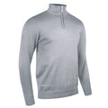 Light Grey Marl - Front - Glenmuir Mens Plain Zip Neck Cotton Golf Sweater-Jumper