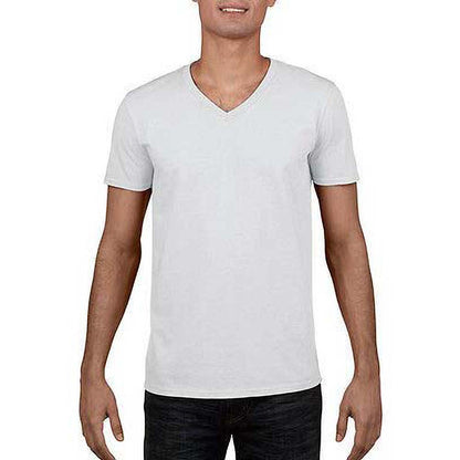 White - Back - Gildan Adults Unisex Short Sleeve Premium Cotton V-Neck T-Shirt