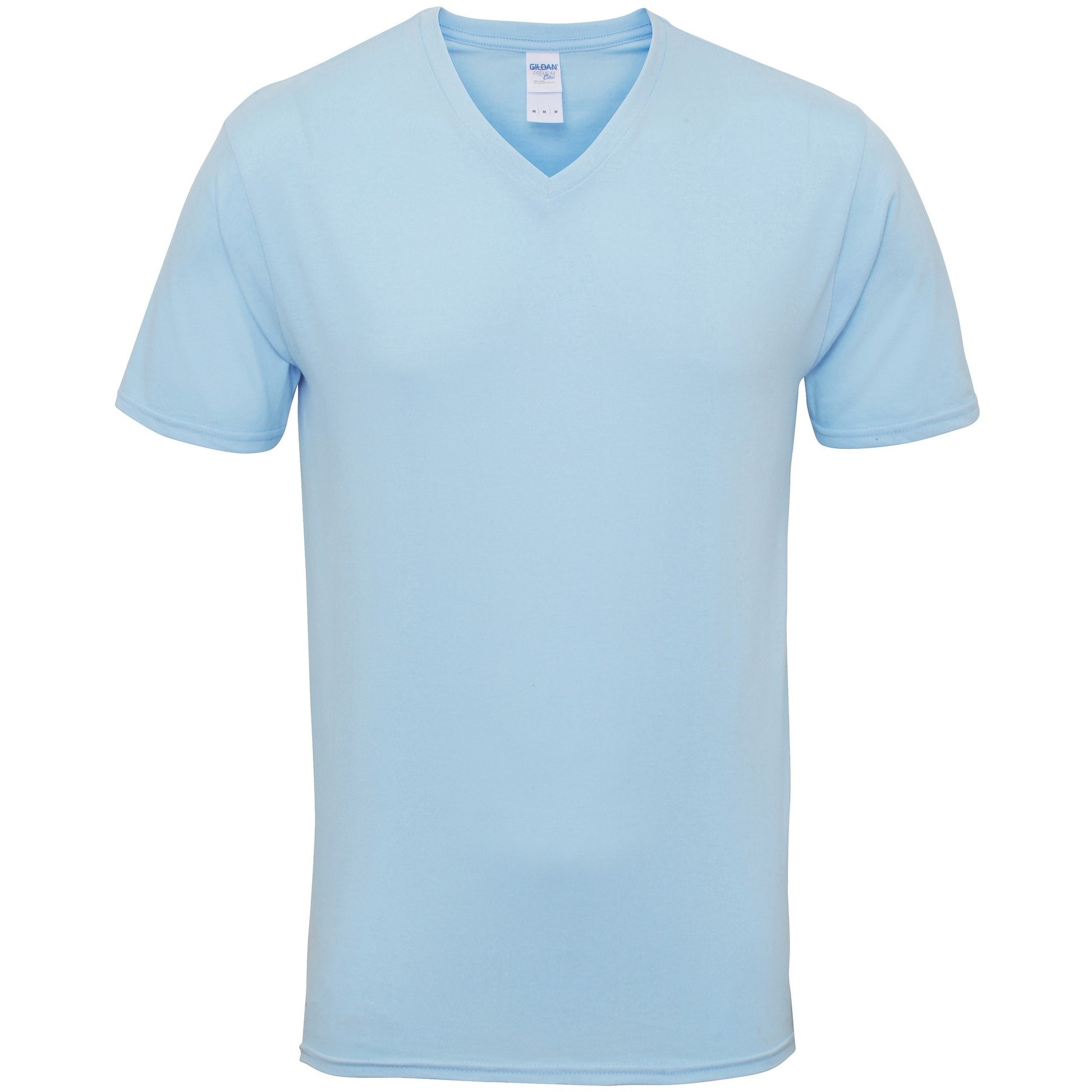 Light Blue - Front - Gildan Adults Unisex Short Sleeve Premium Cotton V-Neck T-Shirt