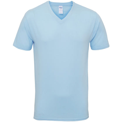 Light Blue - Front - Gildan Adults Unisex Short Sleeve Premium Cotton V-Neck T-Shirt