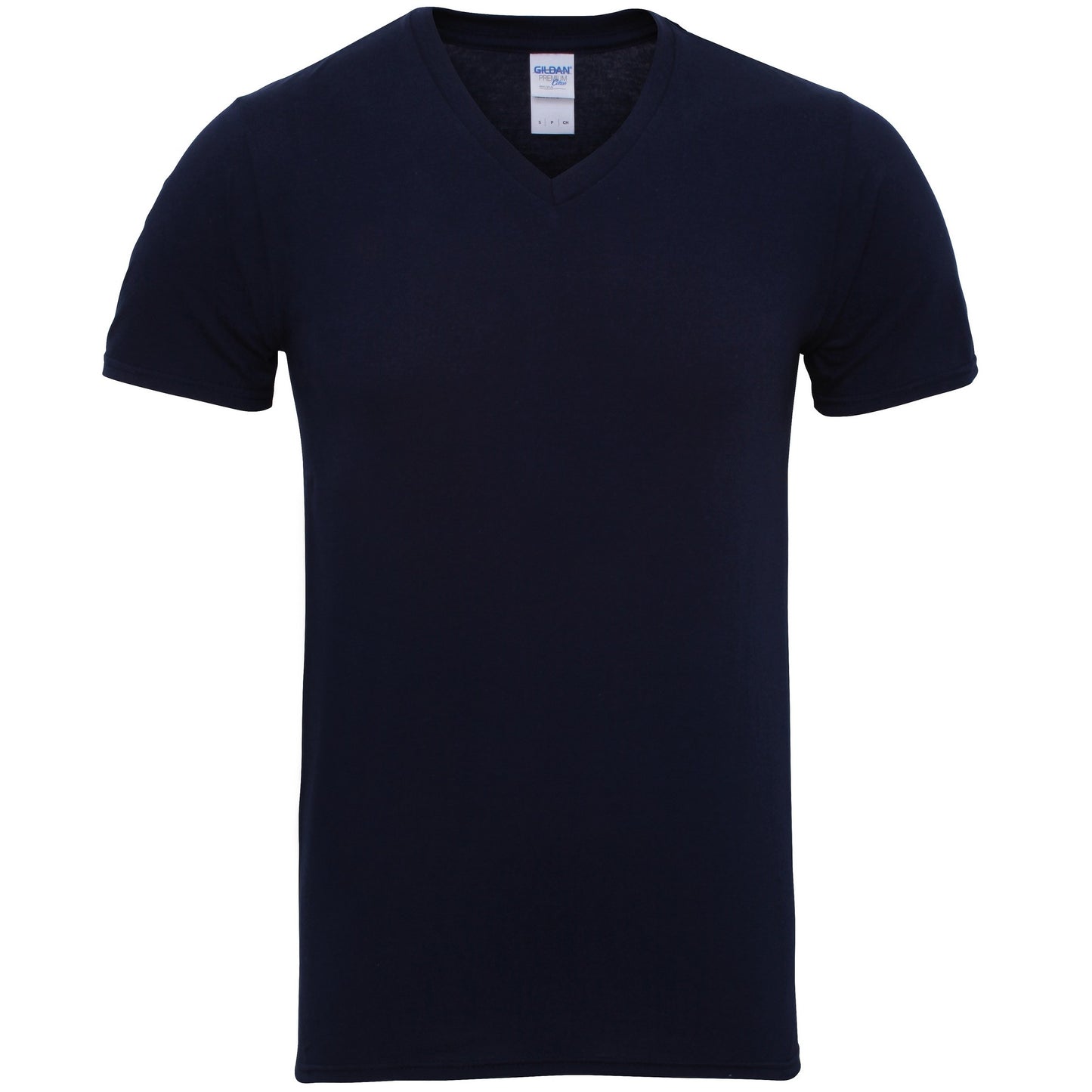 Navy - Front - Gildan Adults Unisex Short Sleeve Premium Cotton V-Neck T-Shirt