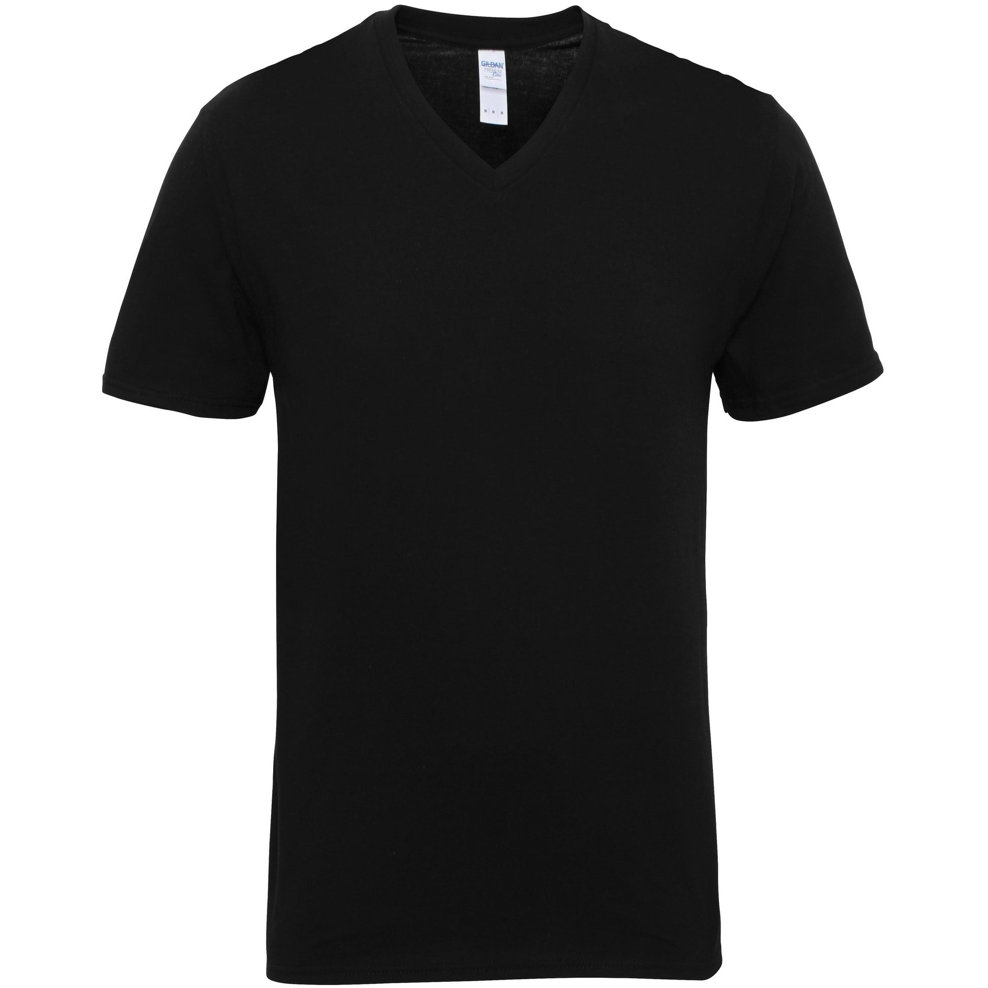 Black - Front - Gildan Adults Unisex Short Sleeve Premium Cotton V-Neck T-Shirt