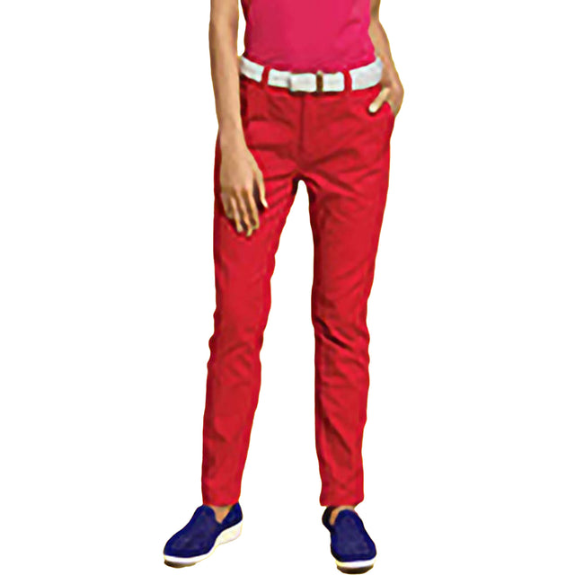 Cherry Red - Back - Asquith & Fox Womens-Ladies Casual Chino Trousers