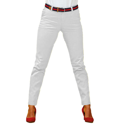 White - Back - Asquith & Fox Womens-Ladies Casual Chino Trousers