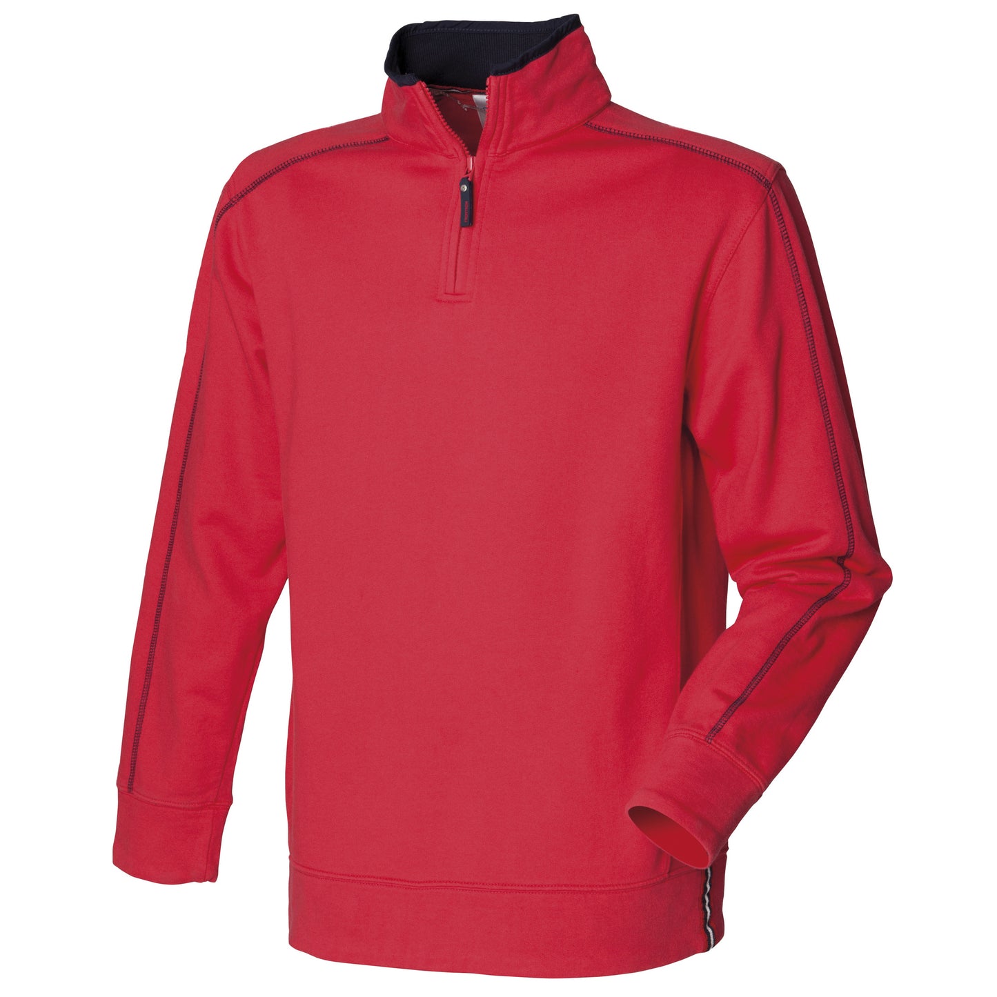 Red-Navy - Front - Front Row Mens Zip Neck Sweatshirt