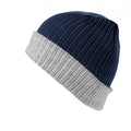Navy-Grey - Front - Result Winter Essentials Double Layer Knitted Hat