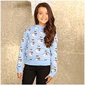 Light Blue - Back - Christmas Shop Childrens Girls Snowman Design Knitted Jumper