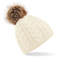 Off White - Front - Beechfield Unisex Pom Pom Cable Beanie