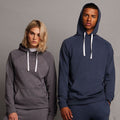 Navy Marl - Pack Shot - Front Row Mens Slim Fit French Terry Hoodie