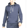 Navy Marl - Close up - Front Row Mens Slim Fit French Terry Hoodie