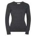 Charcoal Marl - Front - Russell Collection Womens-Ladies Crew Neck Knitted Pullover Sweatshirt