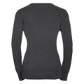 Charcoal Marl - Back - Russell Collection Womens-Ladies Crew Neck Knitted Pullover Sweatshirt