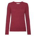 Cranberry Marl - Front - Russell Collection Womens-Ladies Crew Neck Knitted Pullover Sweatshirt