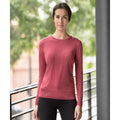 Cranberry Marl - Back - Russell Collection Womens-Ladies Crew Neck Knitted Pullover Sweatshirt