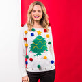 White - Back - Christmas Shop Womens-Ladies Christmas Tree 3D Jumper