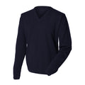 Navy - Front - Henbury Mens Lambswool Woolmark® V-Neck Jumper - Sweatshirt