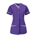 Purple-Lilac - Front - Alexandra Womens-Ladies Contrast Trim Medical-Healthcare Work Tunic (Pack of 2)
