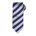 Silver-Navy - Front - Premier Mens Club Stripe Pattern Formal Business Tie (Pack of 2)