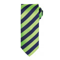 Lime-Navy - Front - Premier Mens Club Stripe Pattern Formal Business Tie (Pack of 2)