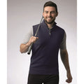 Navy - Back - Glenmuir Mens g.Stanley Marl Cotton Zip Neck Pullover