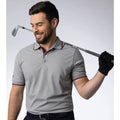 Light Grey-Bordeaux - Back - Glenmuir Mens g.Ethan Tipped Marl Golf Polo Shirt