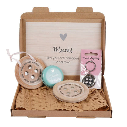 Brown-Blue - Front - Something Different Mums Button Gift Set