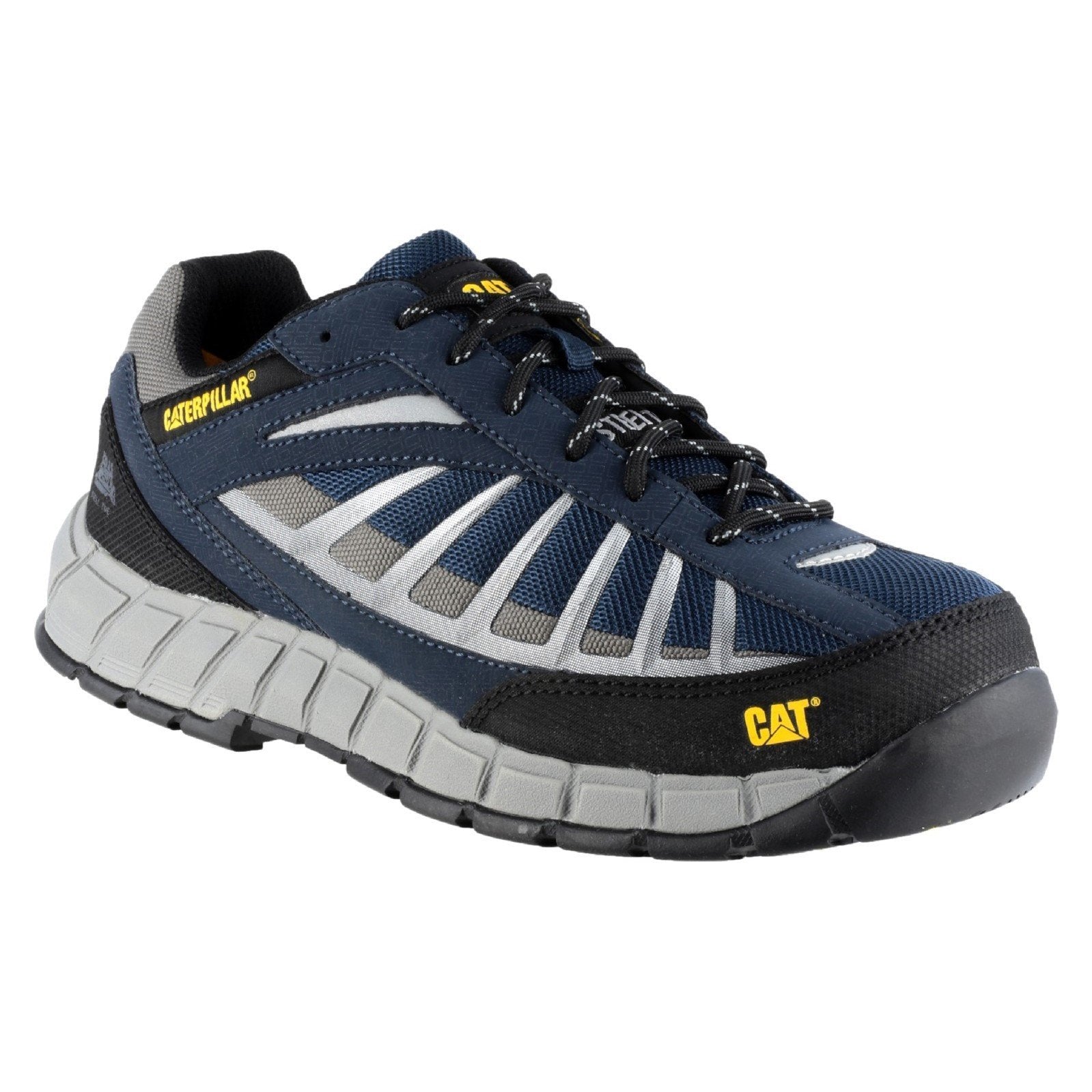 Navy Marine - Front - Caterpillar Mens Infrastructure Suede Safety Trainer
