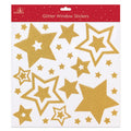 Gold - Front - Festive Wonderland Glitter Christmas Star Window Sticker Decorations