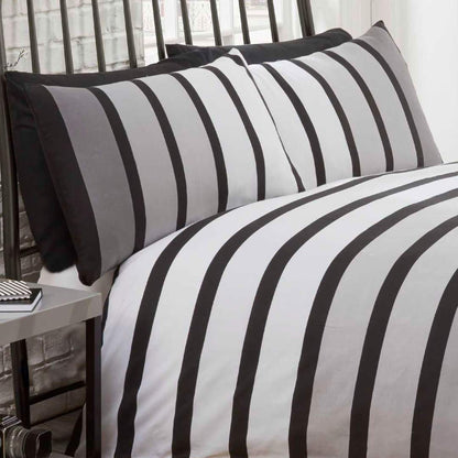 Black - Side - Rapport Soho Striped Double Duvet Set