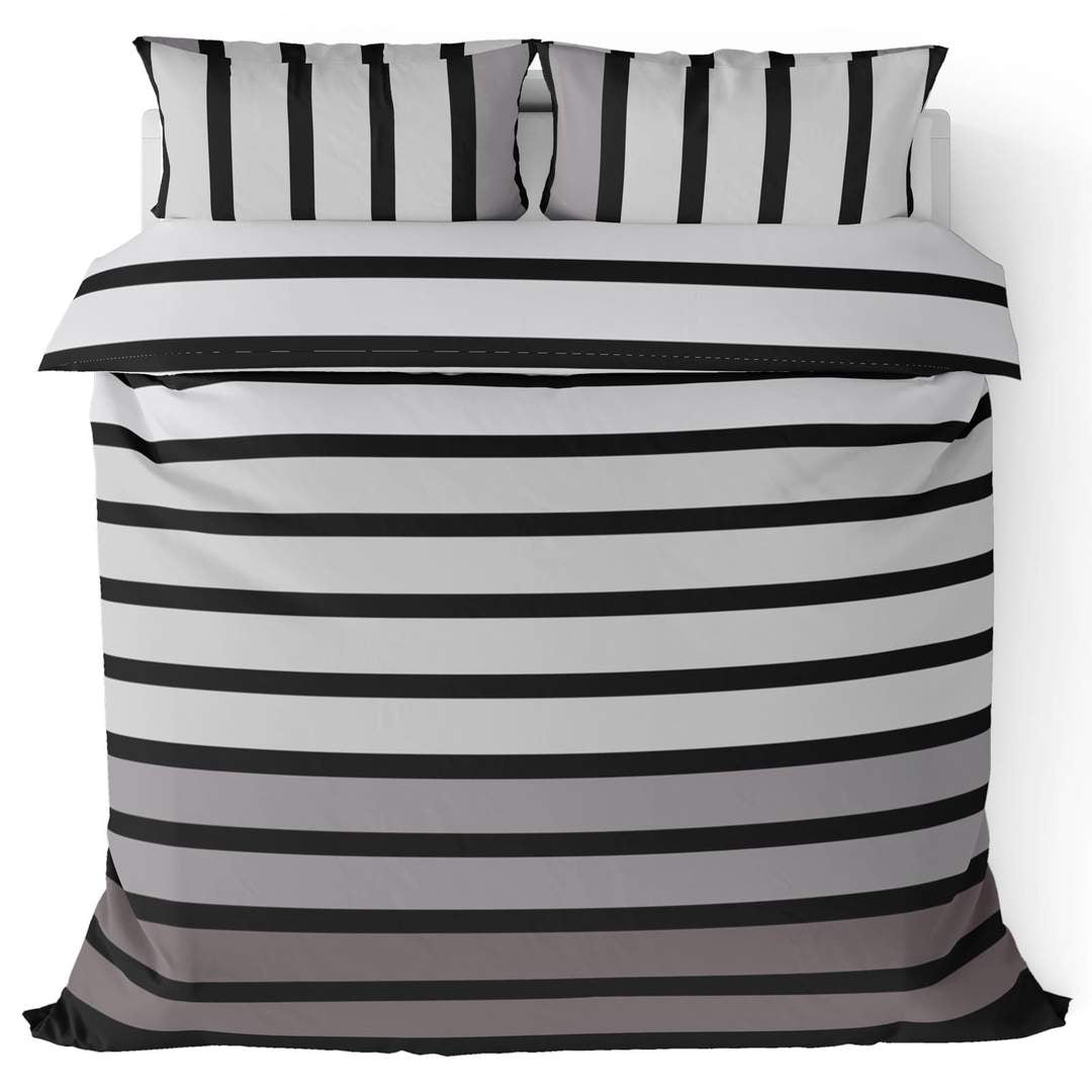 Black - Front - Rapport Soho Striped Double Duvet Set