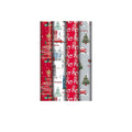 Red-White-Grey - Front - Eurowrap Contemporary Christmas Gift Wrap (Pack of 42)