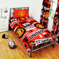 Red - Front - Manchester United FC Childrens-Kids Official Patch Football Crest Duvet Set