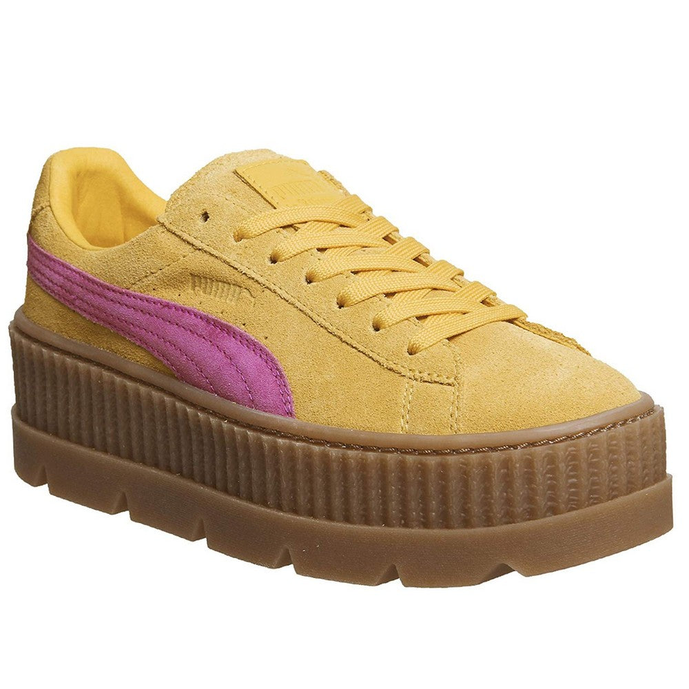 Lemon-Pink - Front - Puma X FENTY By Rihanna Womens-Ladies Cleated Suede Creepers