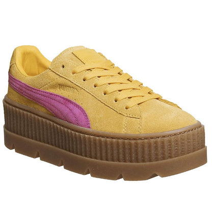Lemon-Pink - Front - Puma X FENTY By Rihanna Womens-Ladies Cleated Suede Creepers