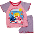 Pink-Purple - Side - Baby Shark Girls Short Pyjama Set