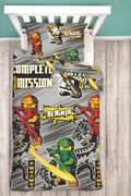 Grey-Black-Yellow - Back - Lego Ninjago Mission Reversible Duvet Cover Set