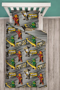 Grey-Black-Yellow - Side - Lego Ninjago Mission Reversible Duvet Cover Set