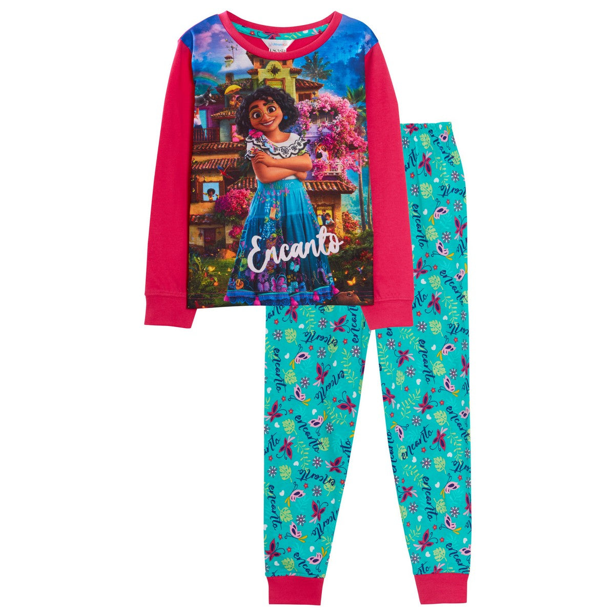 Red-Blue - Front - Encanto Girls Mirabel Long Pyjama Set
