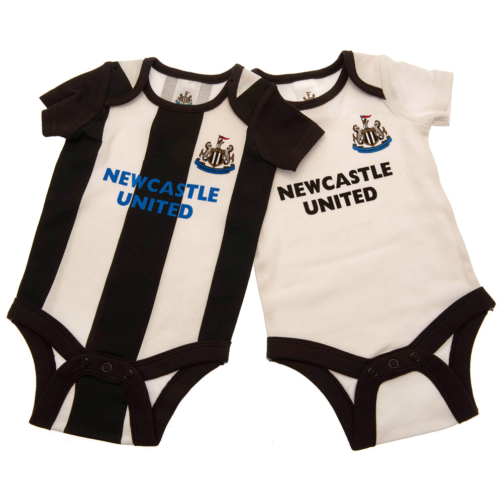 Black-White - Front - Newcastle United FC Baby Sleepsuit (Pack of 2)
