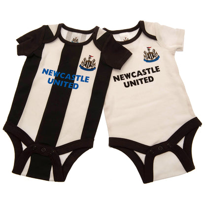 Black-White - Front - Newcastle United FC Baby Sleepsuit (Pack of 2)